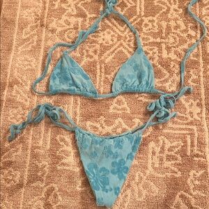 Frankie's Bikinis Teal Halter Bikini Set